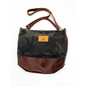 Meanwhile Back of the Farm Camo Leather Tote Bag